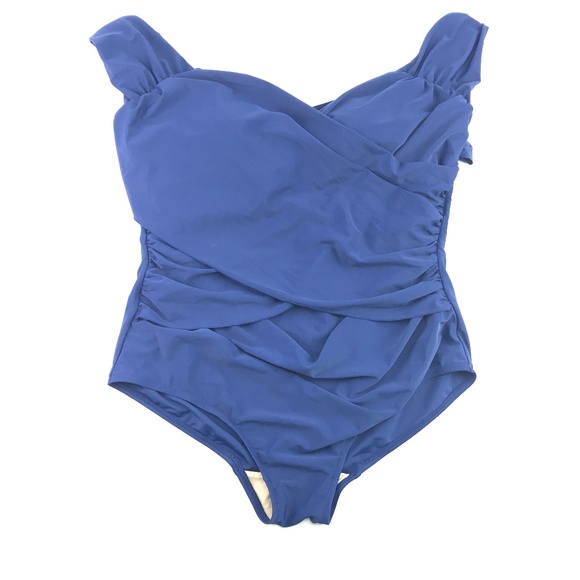 Jessica London Shelf Bra Lined Ruched Faux Wrap - Picture 1 of 3